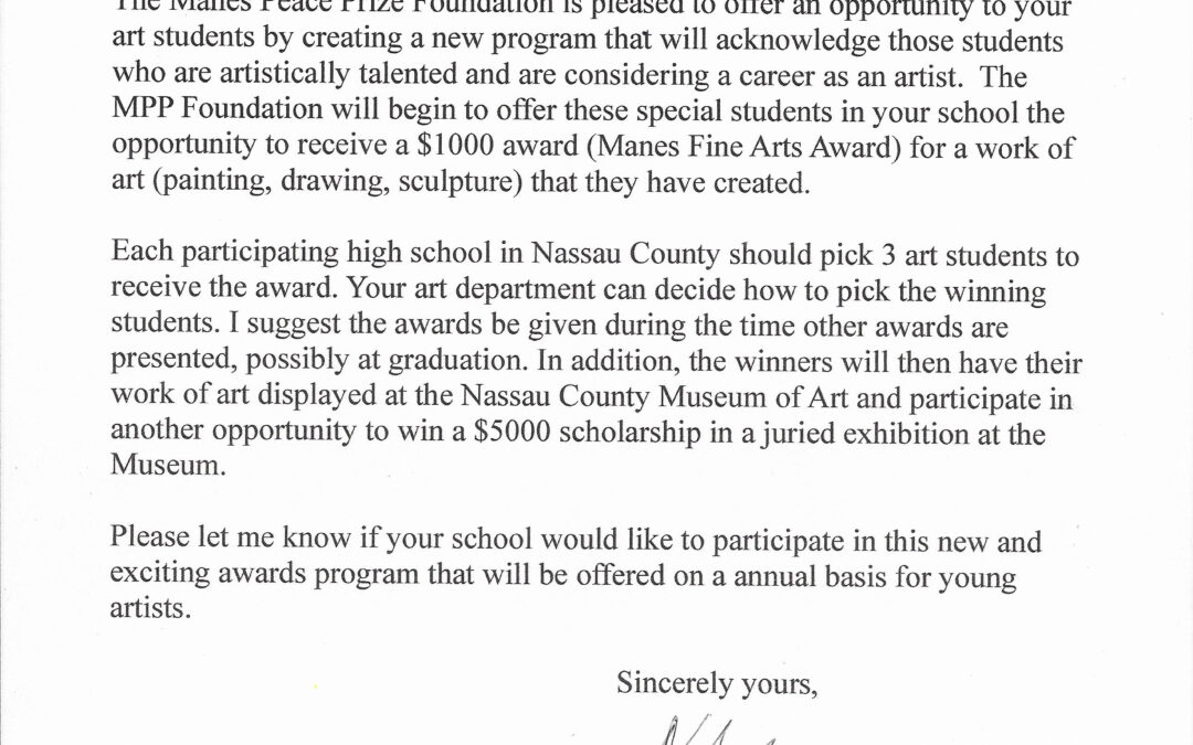 The Manes Fine Arts Award